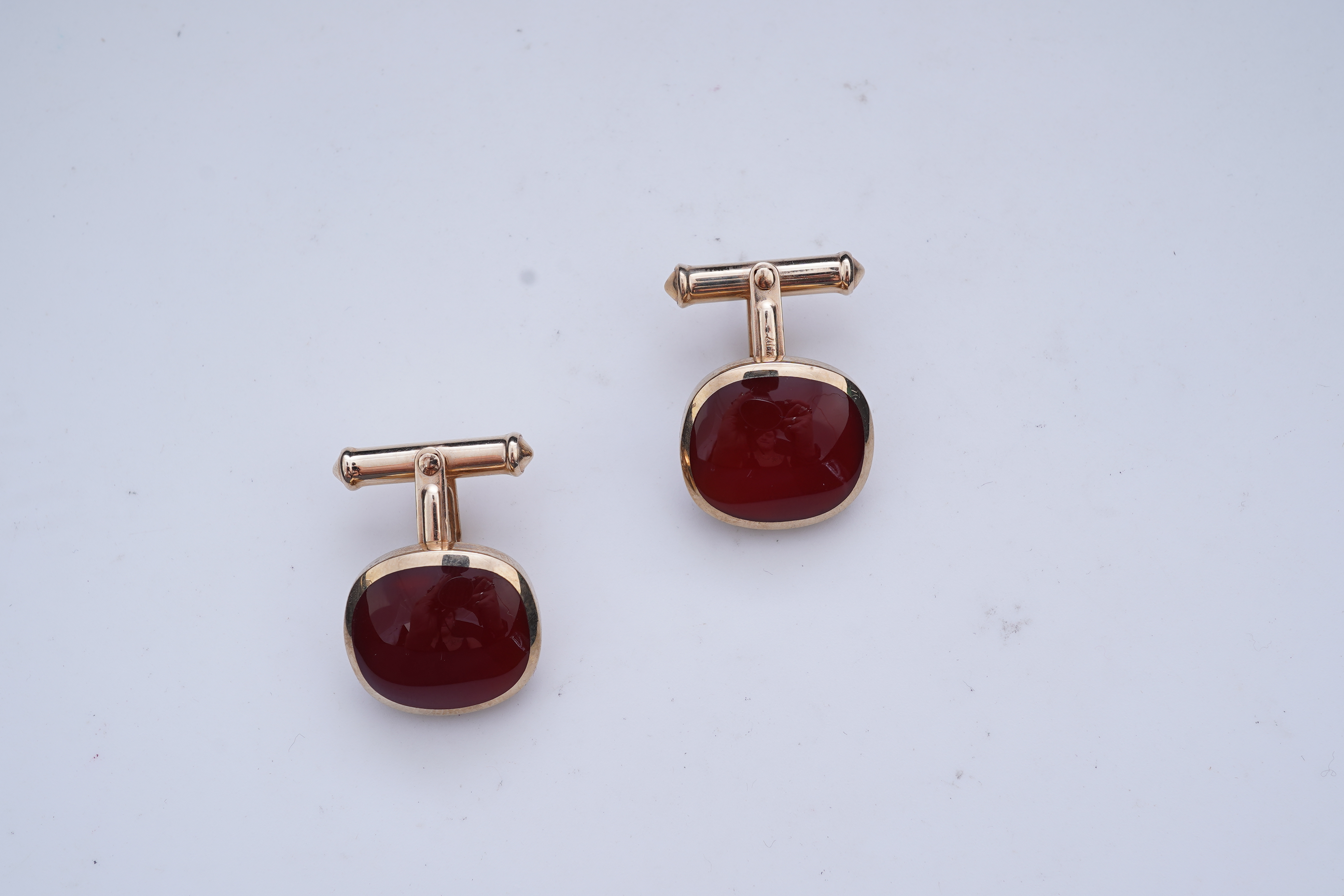 A pair of carnelian cufflinks